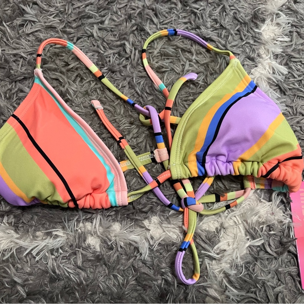 Ninety Nine Striped Bikini Top